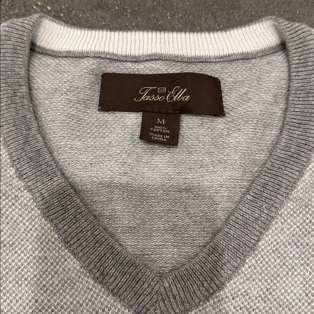 Tasso Elba Sweater Vest New With Tags Grey 100% Cotton Medium - Picture 2 of 4